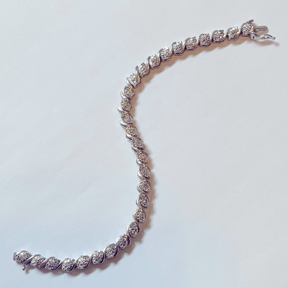 Sterling Silver Diamond Chip Tennis Bracelet